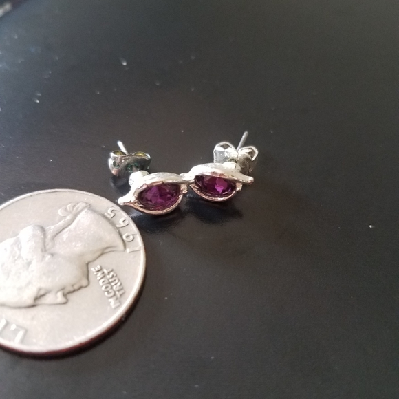 Zales Amethyst Solitaire Pendant Necklace 925 Silver Chain + Purple Stud Earring - Picture 7 of 8